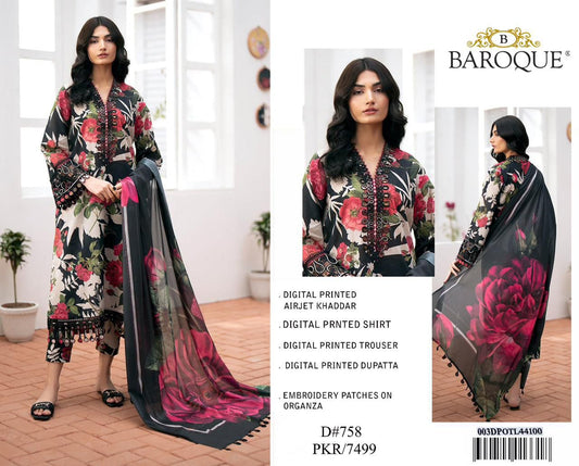 Baroque – D#758 | Digital Printed Airjet Khaddar