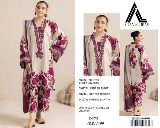 Adan's Libas – D#751 | Digital Printed Airjet Khaddar