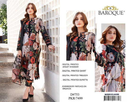 Baroque – D#753 | Digital Printed Airjet Khaddar